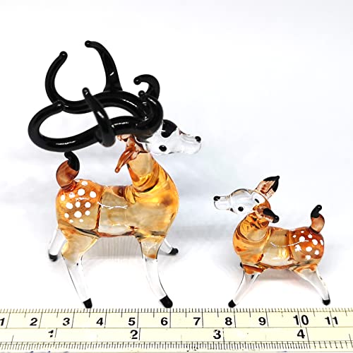 Glass Deer Figurines Collectible Hand Blown Safari Miniature Animals Gift Collectibles Brown 0.9 x 2.0 x 2.7 inches