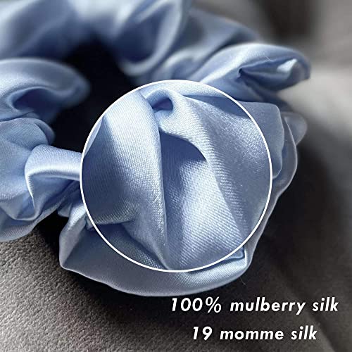 HANDYSILK 100% Mulberry Silk Scrunchie Ultra Soft Hair Damage Prevention Scrunchies for Women's Hair a Classic Lustrous Look