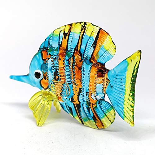 Glass Fish Figurine Coastal Style Miniature Hand Blown Handicraft Sculpture