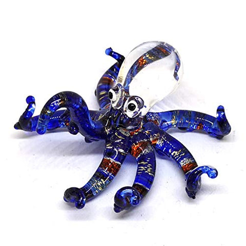 Glass Sea Octopus Figurine Green Miniature Hand Blown Coastal Style Home Decor Gift Collectible