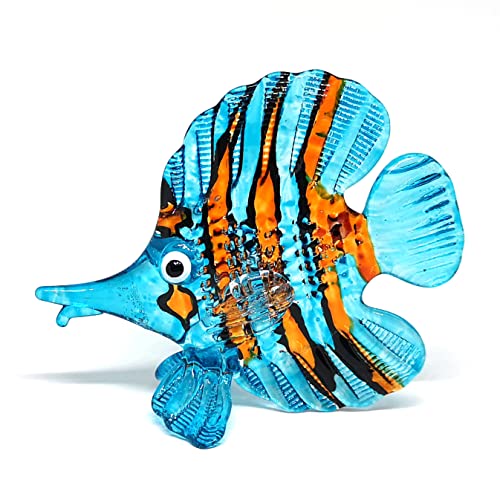 Glass Fish Figurine Blue Aquarium Handicraft Miniature Hand Blown Collectibles