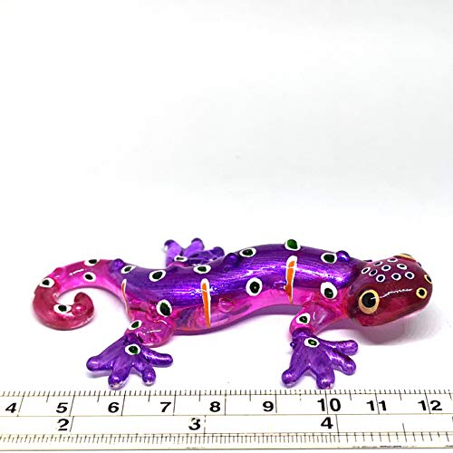 Colorful Glass Gecko Figurine Miniature Hand Blown Lampwork Animal Statue Decor