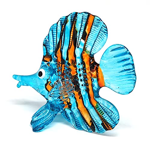 Glass Fish Figurine Blue Aquarium Handicraft Miniature Hand Blown Collectibles