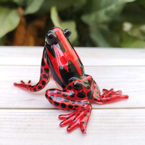 Glass Frog Figurine Red Poison Dart Animals Hand Blown Painted Collectible Gardening Gift Decoration for Home Statue