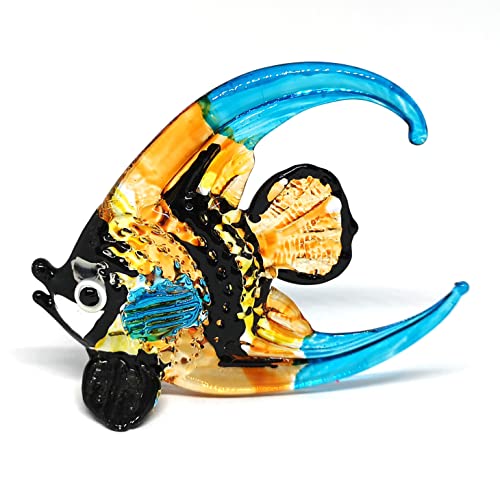 Glass Angel Fish Figurine Aquarium Handicraft Miniature Hand Blown Collectibles