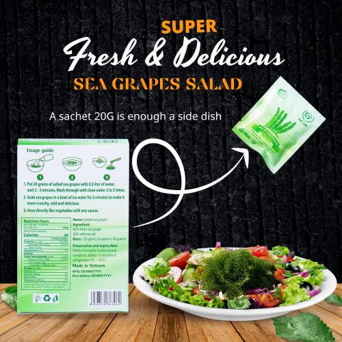 GCAP Sea Grapes – PREMIUM – Dehydrated seaweed, Umibudo, Green Caviar, Lato seaweed - A great superfood for your health, boosting immune system (4.23 OZ of 6 packs)