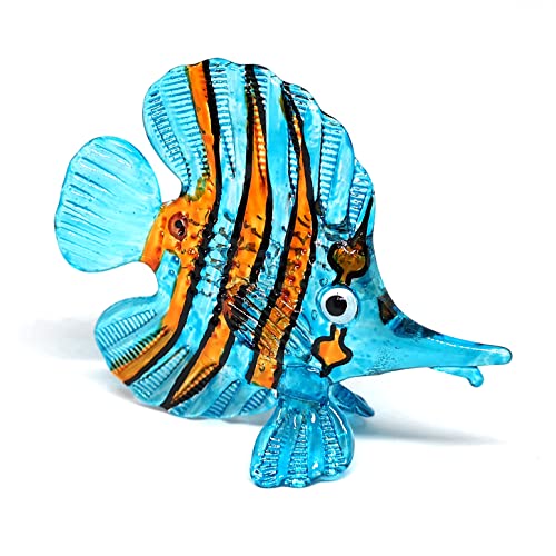 Glass Fish Figurine Blue Aquarium Handicraft Miniature Hand Blown Collectibles