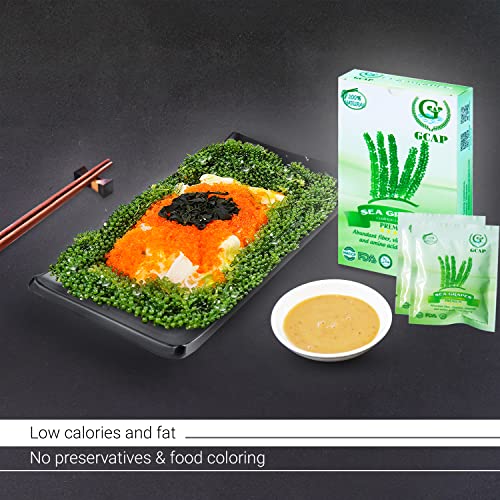 GCAP Sea Grapes – PREMIUM – Dehydrated seaweed, Umibudo, Green Caviar, Lato seaweed - A great superfood for your health, boosting immune system (4.23 OZ of 6 packs)