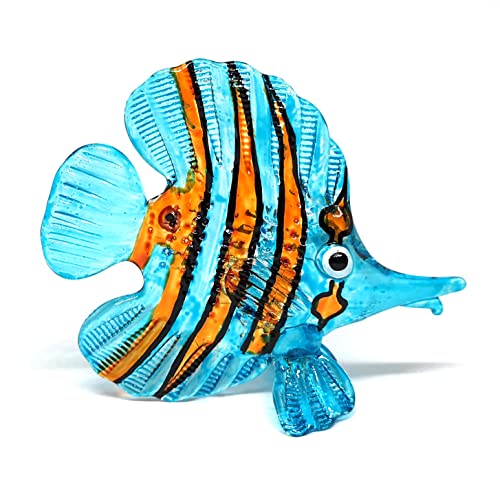 Glass Fish Figurine Blue Aquarium Handicraft Miniature Hand Blown Collectibles