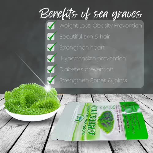 GCAP Sea Grapes Green Food - Dehydrated lato, Organic seaweed - Umibudo - Green caviar - Caulerpa lentillifera - Delicious Crunchy Healthy Freshness from the Ocean (3.53 OZ/100g)