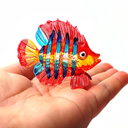 Aquarium Handicraft Miniature Hand Blown Glass Fish Figurine Red Collectibles