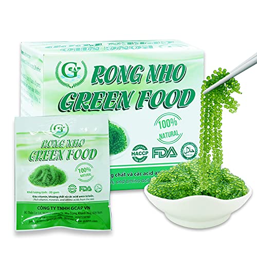 GCAP Sea Grapes - Dehydrated lato - Organic seaweed - Umibudo - Green caviar - Caulerpa lentillifera - Delicious Crunchy Healthy Freshness from the Ocean (7.055 OZ /200g of 10 packs)
