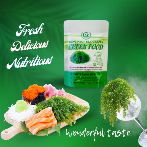 GCAP Sea Grapes Green Food - Dehydrated lato, Organic seaweed - Umibudo - Green caviar - Caulerpa lentillifera - Delicious Crunchy Healthy Freshness from the Ocean (3.53 OZ/100g)
