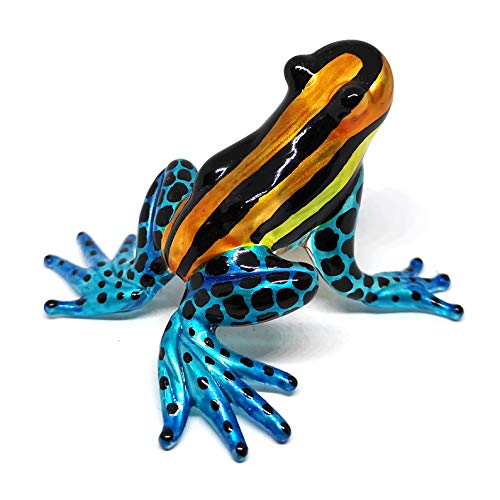 Glass Frog Figurine Poison Dart Animals Hand Blown Painted Art Miniature Gardening Gift Table Decor Statue Orange&Blue