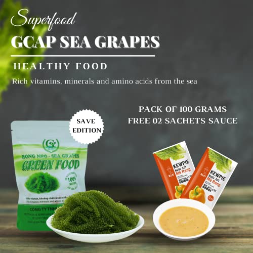 GCAP Sea Grapes Green Food - Dehydrated lato, Organic seaweed - Umibudo - Green caviar - Caulerpa lentillifera - Delicious Crunchy Healthy Freshness from the Ocean (3.53 OZ/100g)