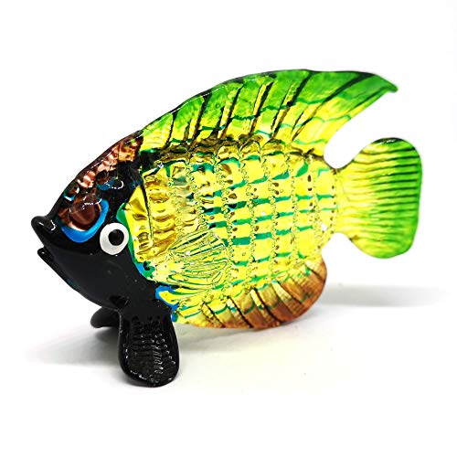 Blown Glass Fish Figurine Green Underwater Handicraft Miniatures Handmade Decor