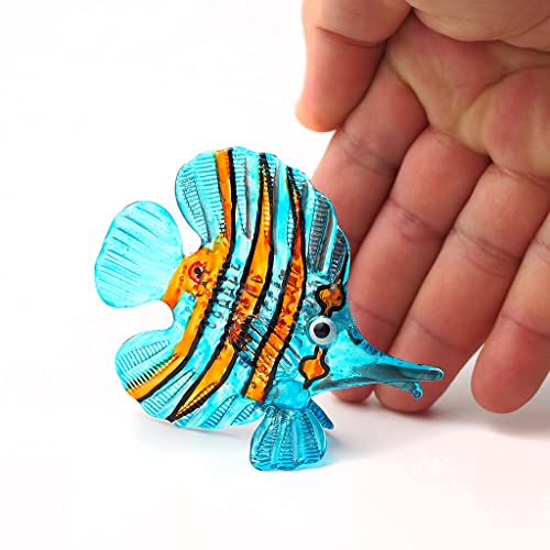 Glass Fish Figurine Blue Aquarium Handicraft Miniature Hand Blown Collectibles