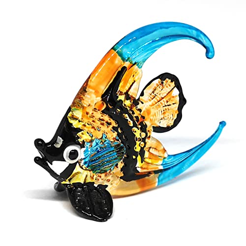 Glass Angel Fish Figurine Aquarium Handicraft Miniature Hand Blown Collectibles