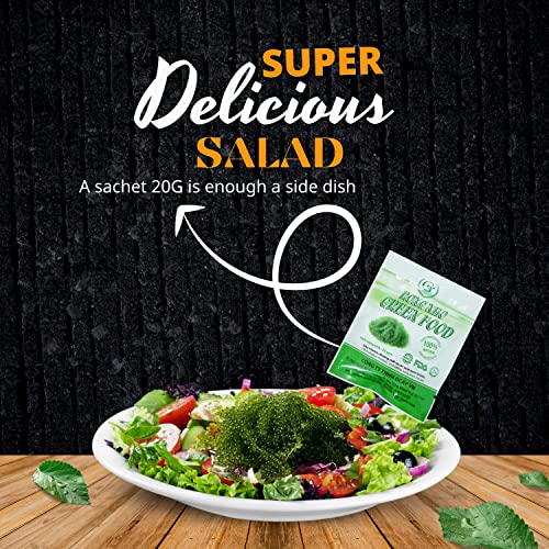 GCAP Sea Grapes - Dehydrated lato - Organic seaweed - Umibudo - Green caviar - Caulerpa lentillifera - Delicious Crunchy Healthy Freshness from the Ocean (7.055 OZ /200g of 10 packs)