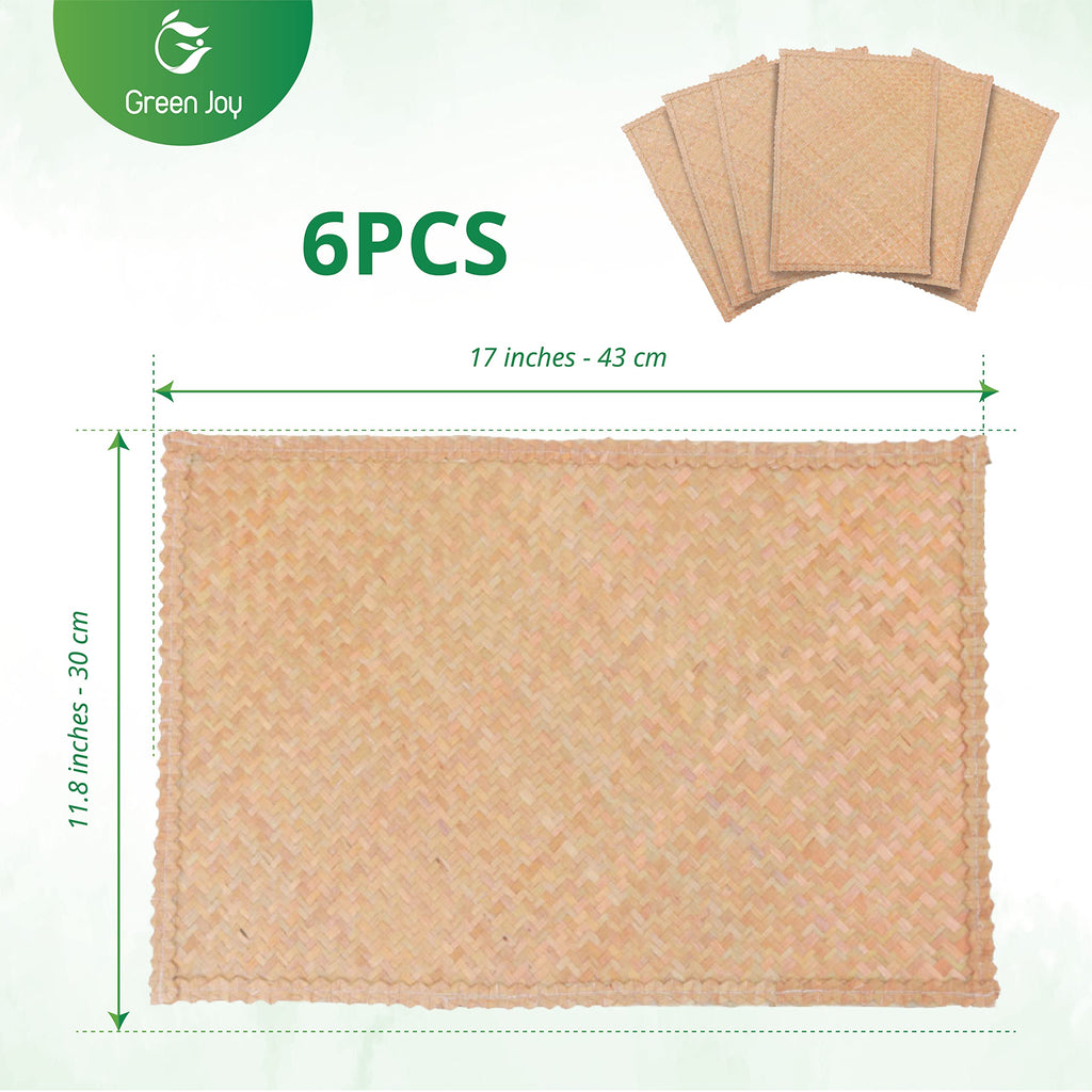 Green Joy Grass Placemats for Dining Table Waterproof - Rectangular Placemats – 12 x 17 Inches - Grass Placemats, Green Placemats, Placemat Set for Dining Table Kitchen Or Picnic Table Decor - Set of 4