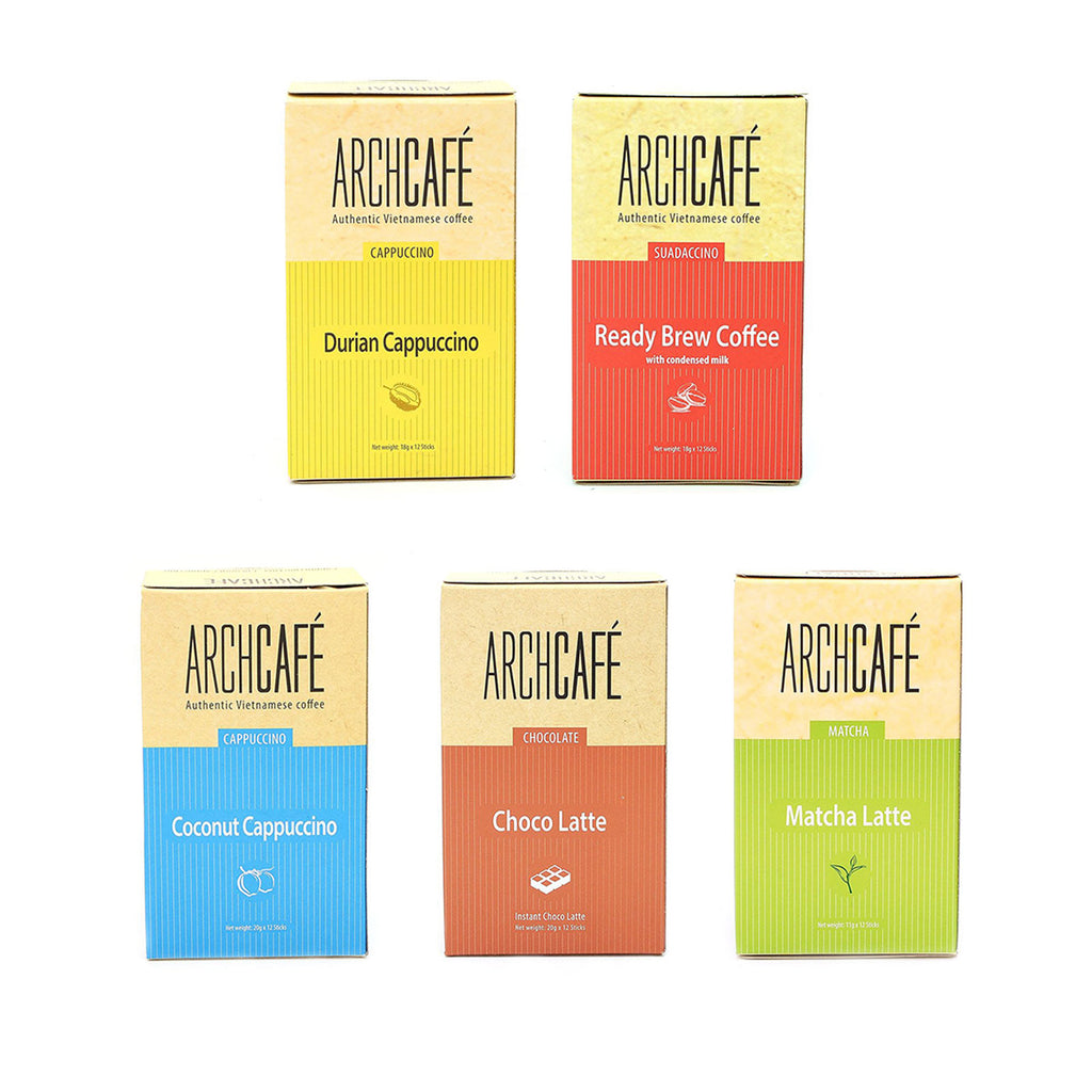 Archcafe Vietnamese Instant Coffee Beverages Cappuccino Latte 1 Box x 12 Packs