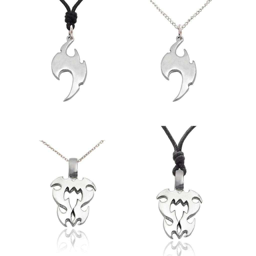 Abstract Art Design Silver Pewter Charm Necklace Pendant Jewelry