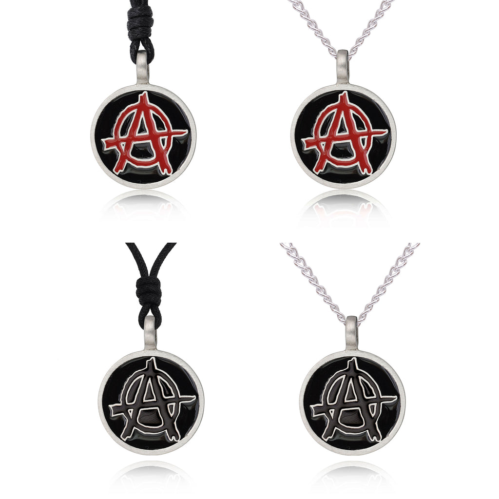 Anarchy Government Protest Silver Pewter Charm Necklace Pendant Jewelry
