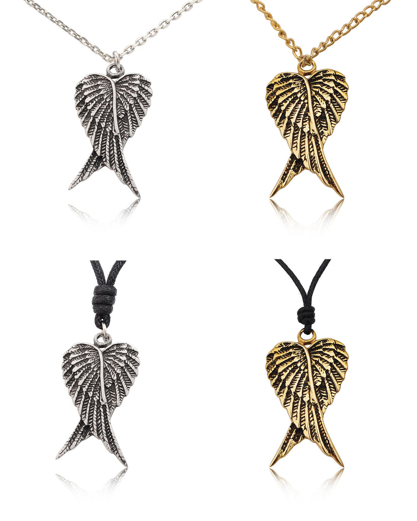 Angel's Wings Guardian Pewter Brass Charm Necklace Pendant Jewelry