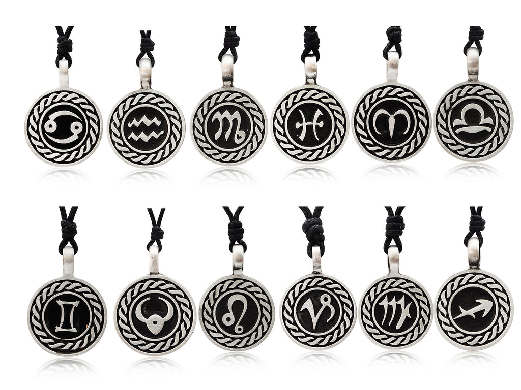 Astrology Sign Horoscope Silver Pewter Charm Necklace Pendant Jewelry