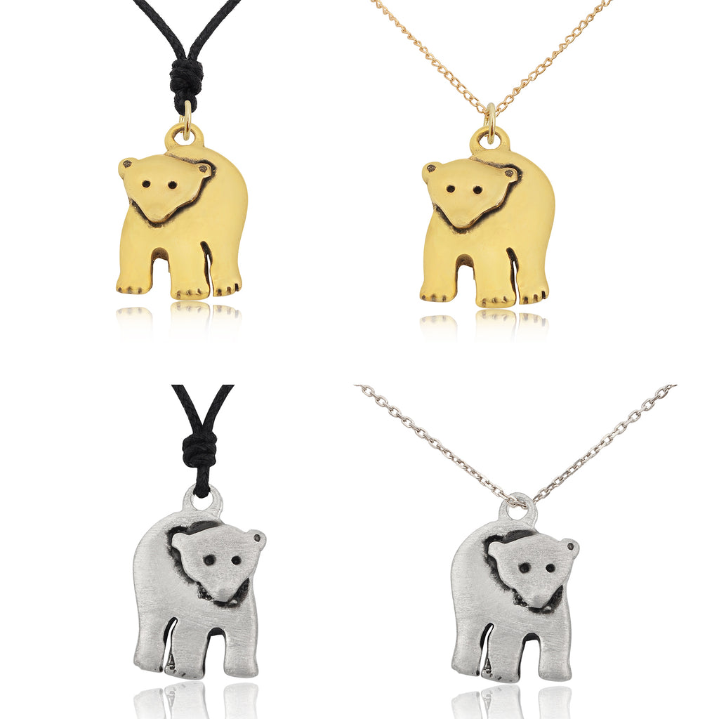 Polar Bear Silver Pewter Gold Brass Charm Necklace Pendant Jewelry