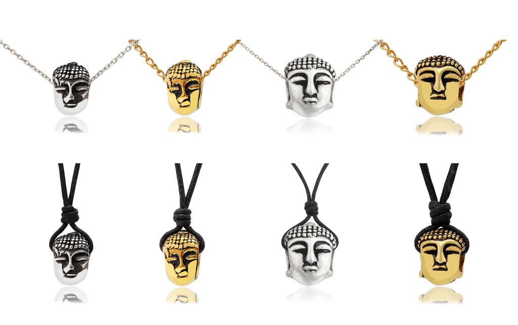 Ancient Buddha Head Silver Pewter Gold Brass Necklace Pendant Jewelry
