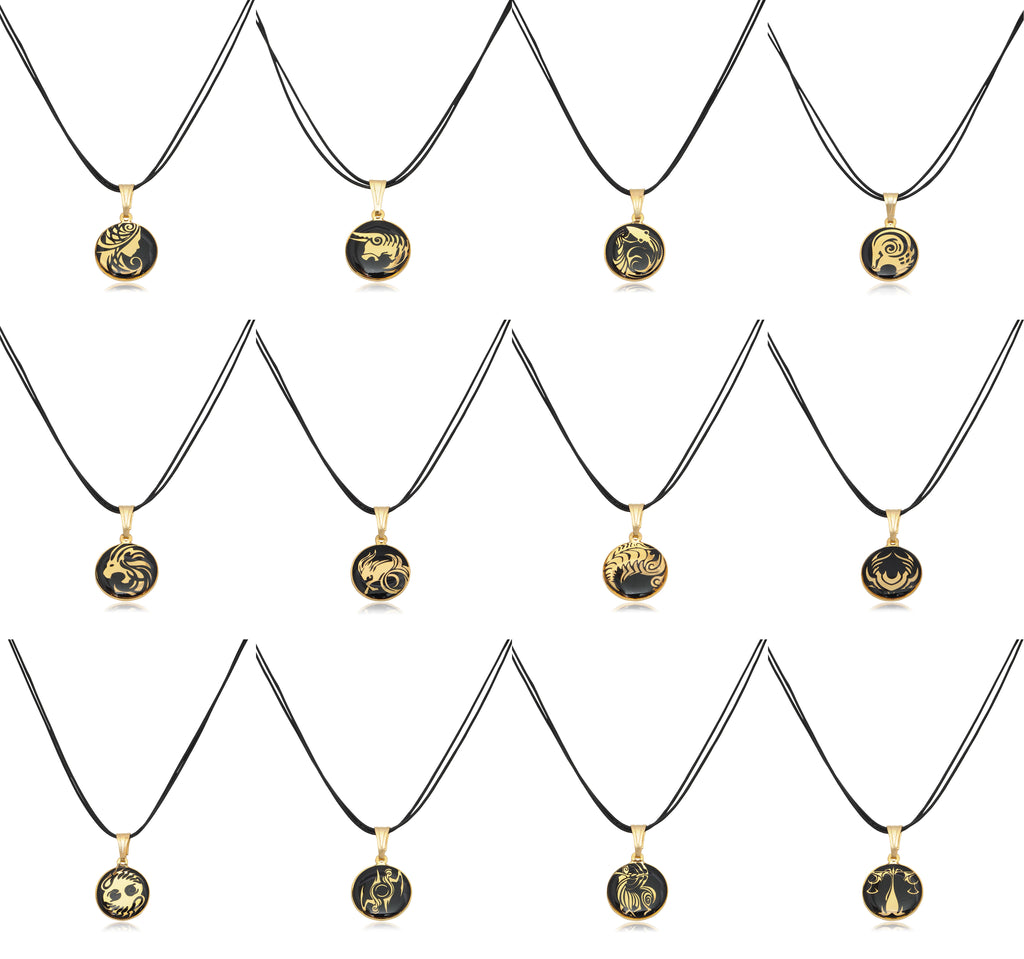 Astrology Horoscope Zodiac Gold Plated Brass Handmade Pendant Necklace