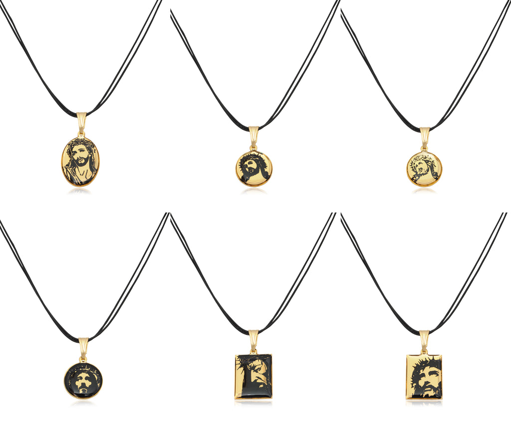 Jesus Christ Wearing The Crown Of Thorns Gold Plated Brass Handmade Pendant