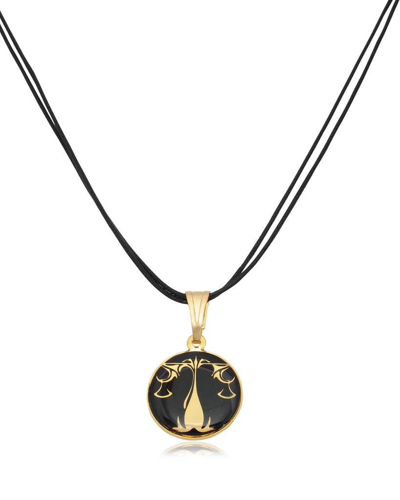 Astrology Horoscope Zodiac Gold Plated Brass Handmade Pendant Necklace
