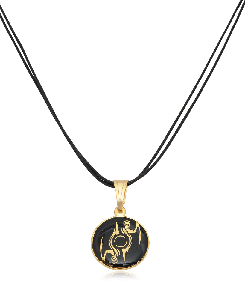 Astrology Horoscope Zodiac Gold Plated Brass Handmade Pendant Necklace