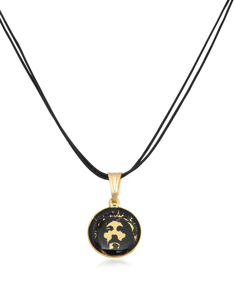 Jesus Christ Wearing The Crown Of Thorns Gold Plated Brass Handmade Pendant