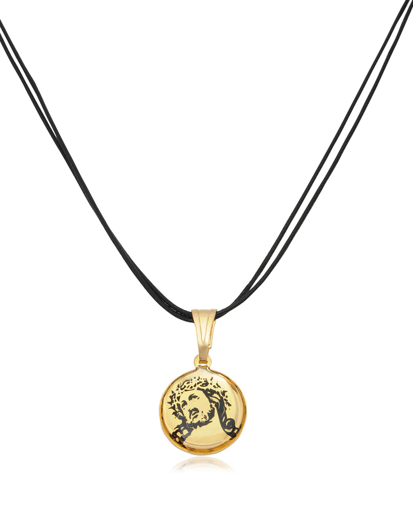 Jesus Christ Wearing The Crown Of Thorns Gold Plated Brass Handmade Pendant