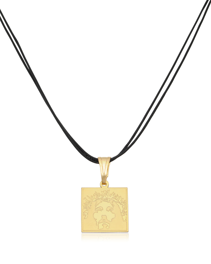 Jesus Christ And The Crown Of Thorns Gold Plated Brass Handmade Pendant