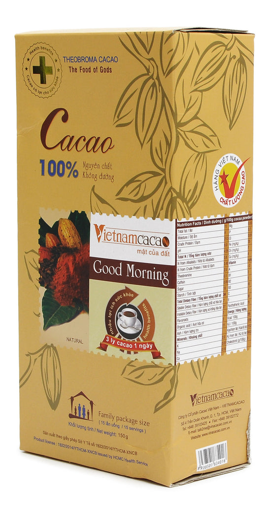 VietnamCacao Theobroma Cocoa 100% Pure Cocoa And Free Sugar 150 Gram Vietnam Chocolate