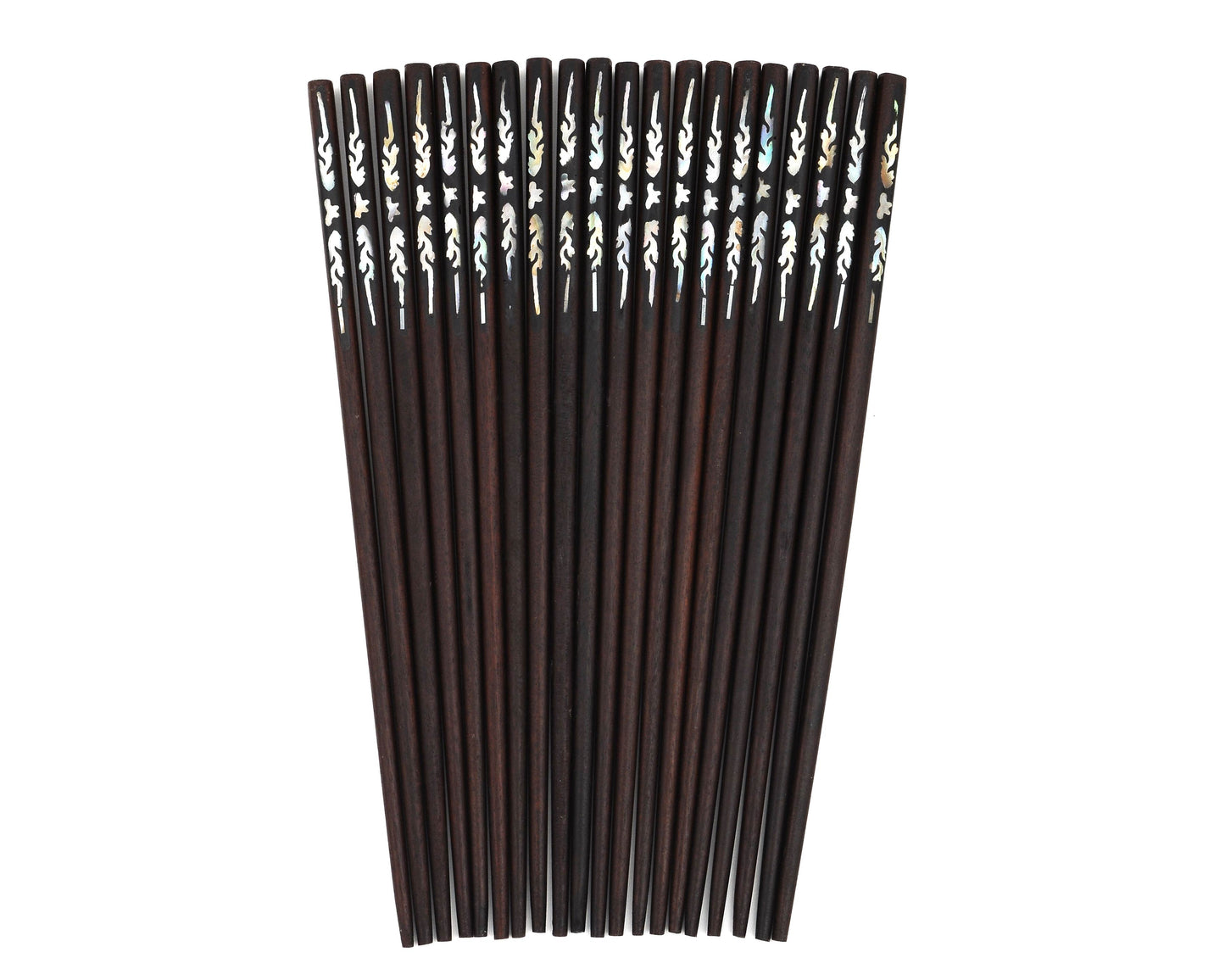 10 Pairs Vietnamese Natural Wood Chopsticks With Mother Of Pearl Inlay