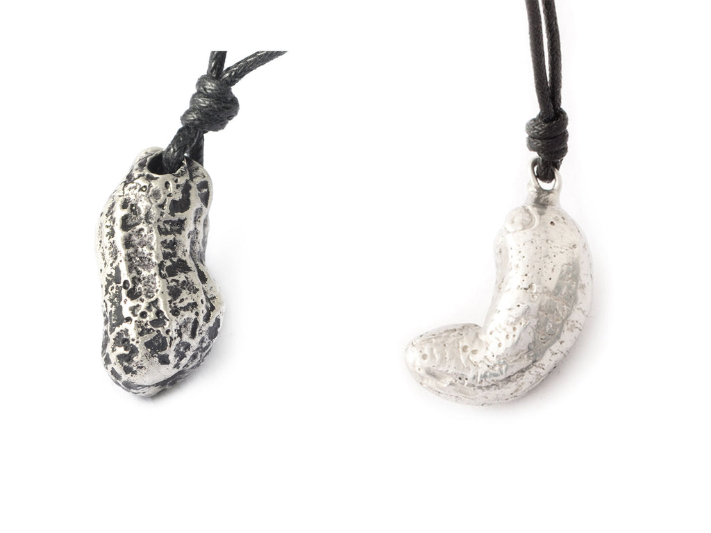 Cashew & Peanut Silver Pewter Charm Necklace Pendant Jewelry