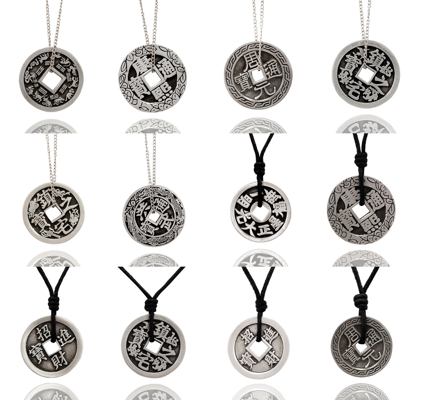 New Chinese Zodiac I-ching Silver Pewter Charm Necklace Pendant Jewelry