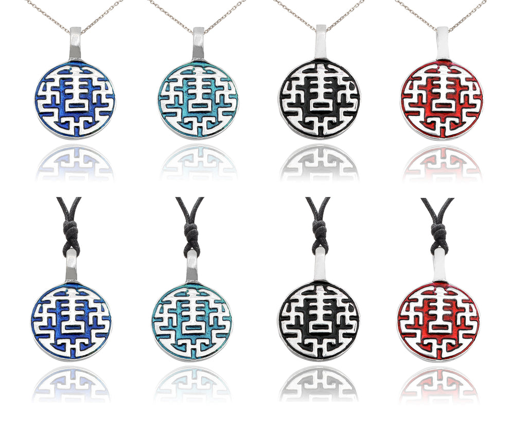 Chinese Lucky Design Silver Pewter Charm Necklace Pendant Jewelry