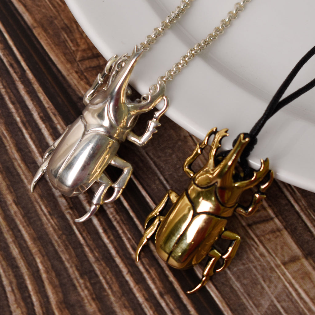 Hercules Maybug 925 Sterling Silver Gold Brass Charm Necklace Pendant Jewelry