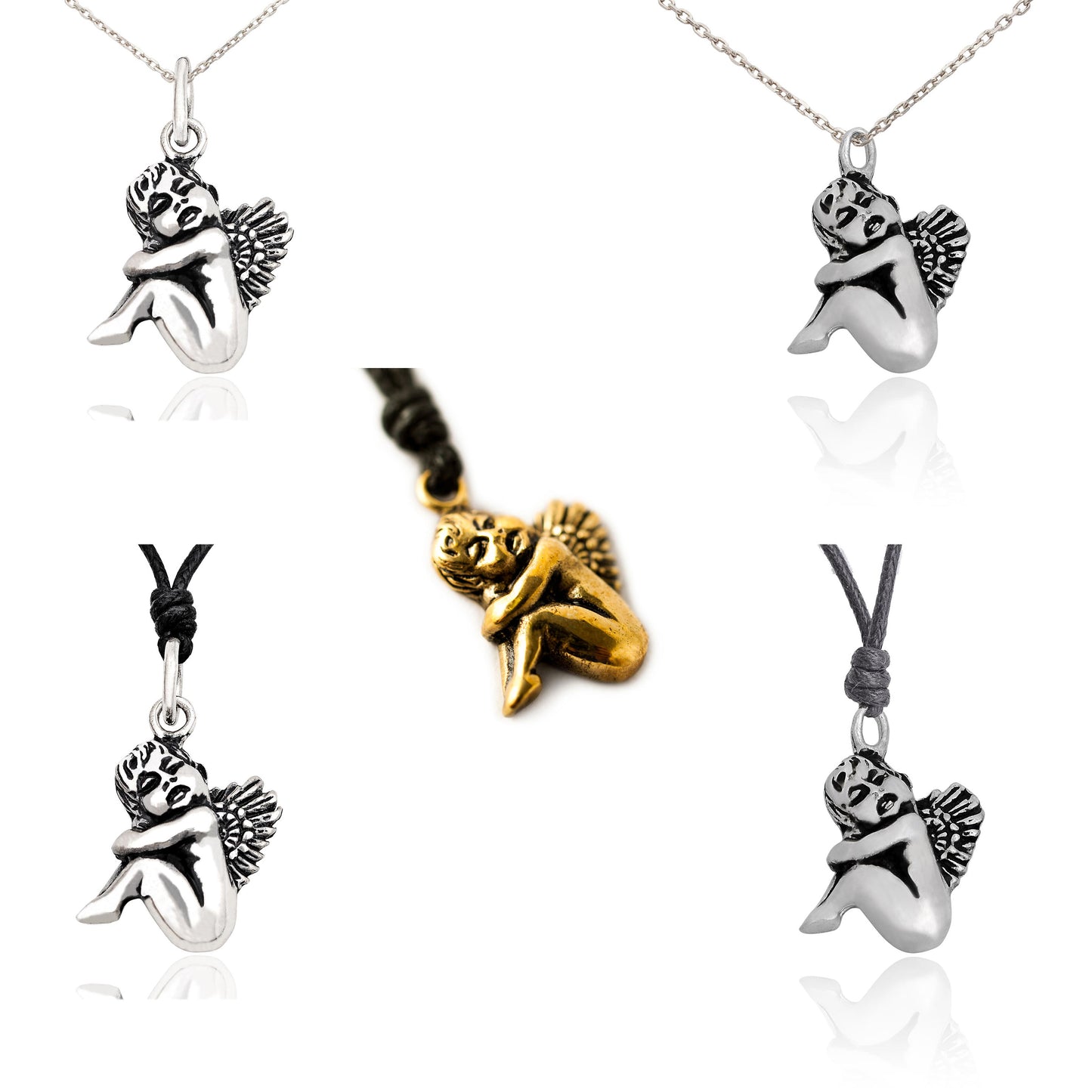 New Cupid Cherub Sterling-silver Pewter Brass Charm Necklace Pendant Jewelry