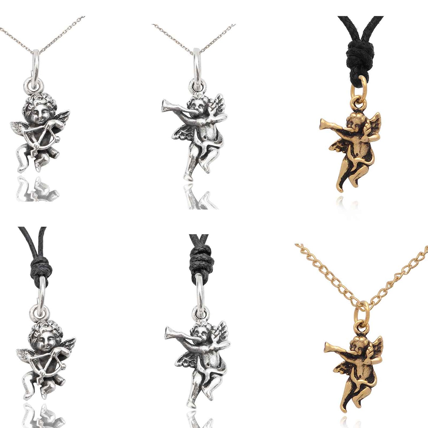 Unique Cupid Cherub 92.5 Sterling-silver Pewter Charm Necklace Pendant Jewelry