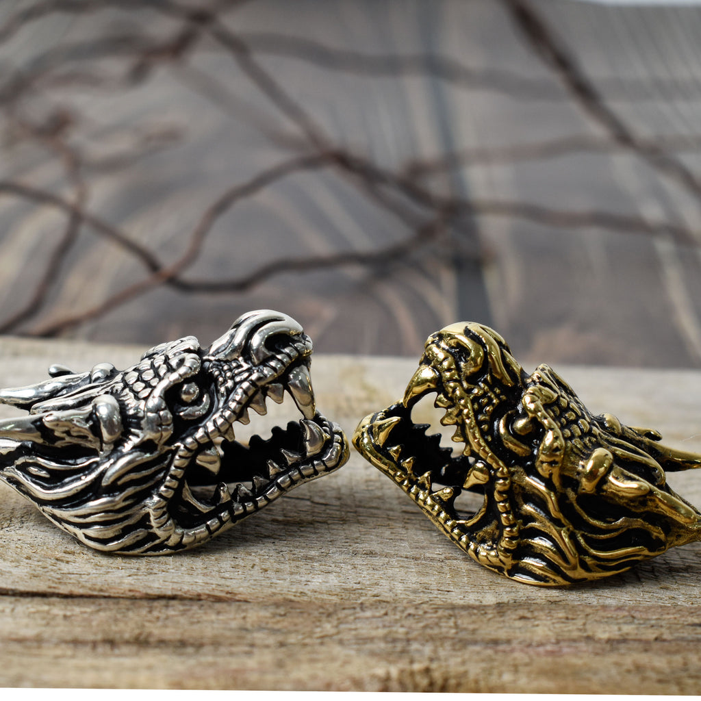 Dragon Head Pendant Sterling Silver Gold Brass Necklace Charm Jewelry