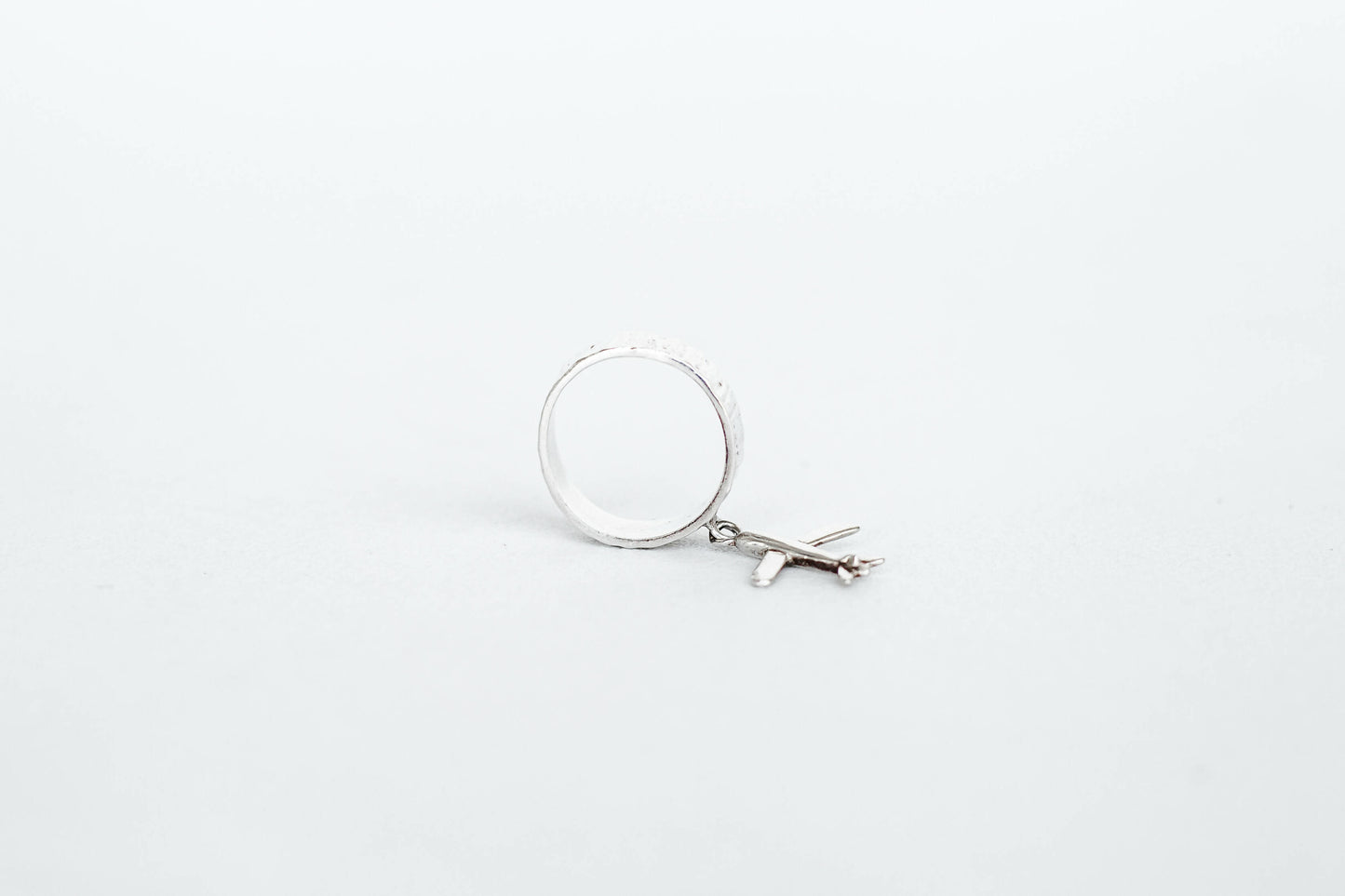 Silver ring with airplanes, 925 sterling silver, Pendant ring, Traveler's Talisman