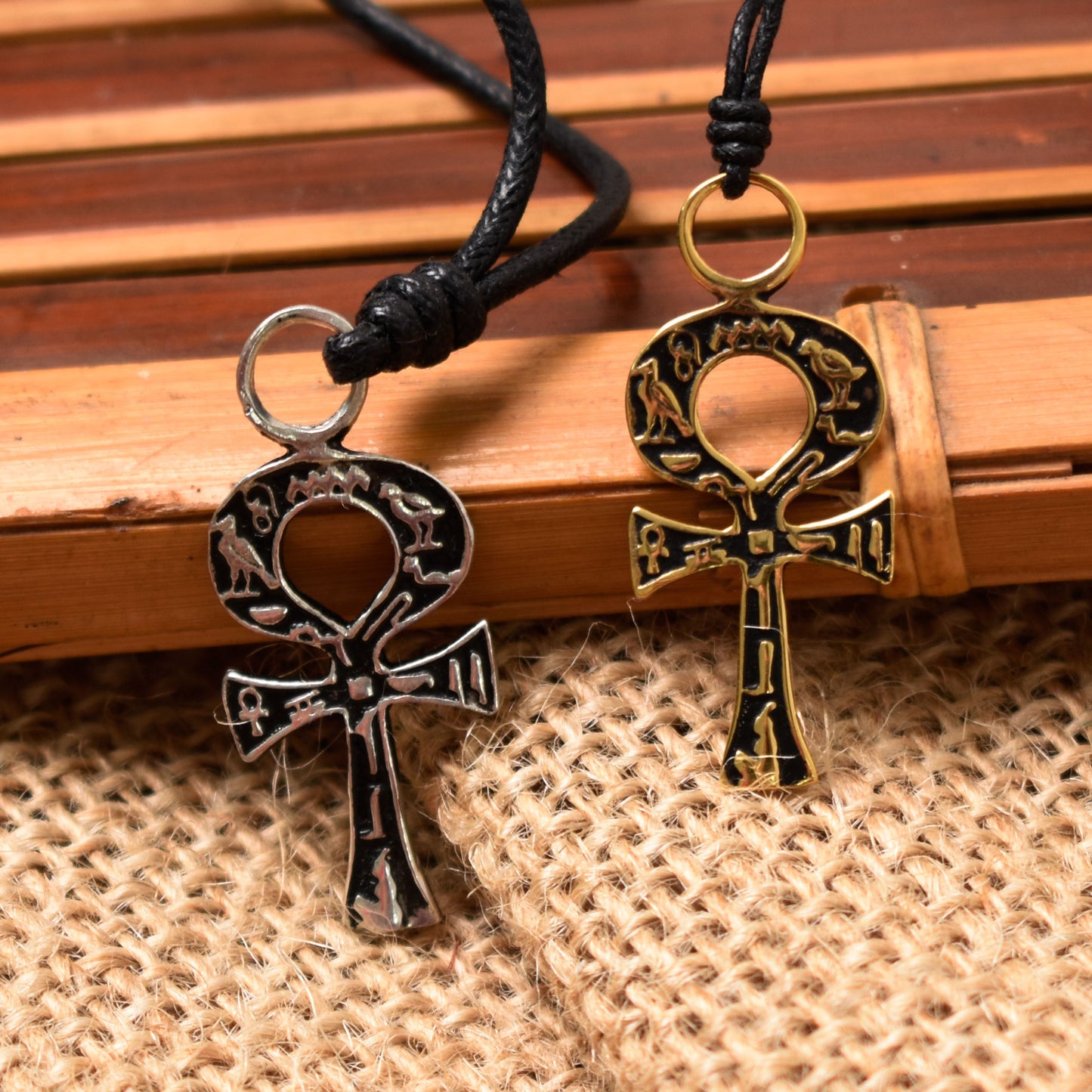 Egyptian Key Silver Gold Brass Charm Necklace Pendant Jewelry