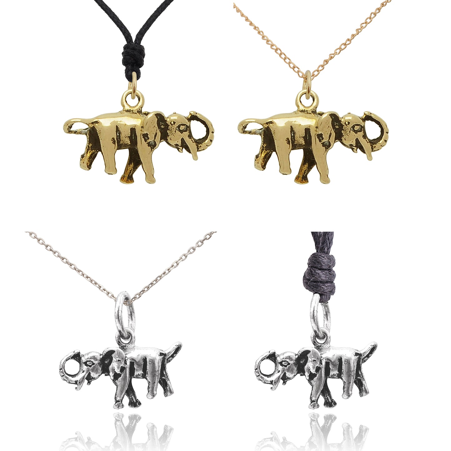 Walking Elephant 92.5 Sterling Silver Gold Brass Necklace Pendant Jewelry